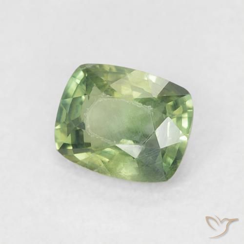 Saphir Forêt verte naturelle Coussin, 0.67 ct, VS