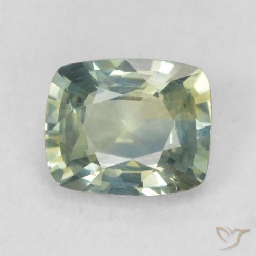 0.92ct Naturel Vert jaunâtre Saphir, Coussin, VVS