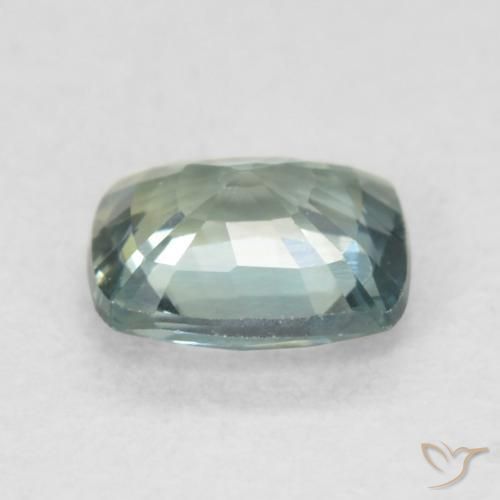 Saphir Vert jaunâtre naturelle Coussin, 0.92 ct, VVS