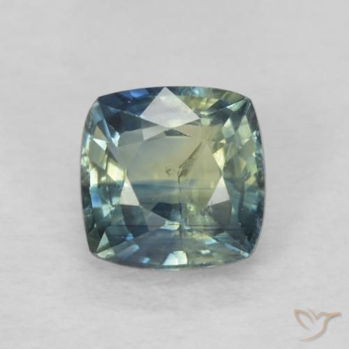 0.77ct Naturel Bleu vert moyen Saphir, Coussin, VS-SI