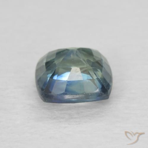 Saphir Bleu vert moyen naturelle Coussin, 0.77 ct, VS-SI