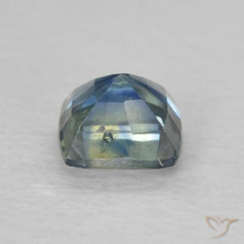 Saphir Bleu vert naturelle Coussin, 0.76 ct, VS-SI