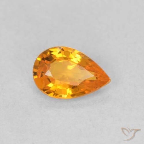Saphir Orange vif naturelle En forme de poire, 0.48 ct, VVS-VS