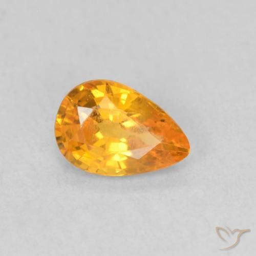 Saphir Orange vif naturelle En forme de poire, 0.49 ct, VVS-VS