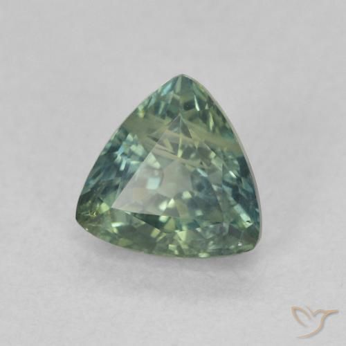 Saphir Bleu vert naturelle Trillion, 0.79 ct, VS