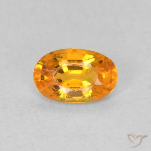 Saphir Orange vif naturelle ovale, 0.59 ct, VVS-VS