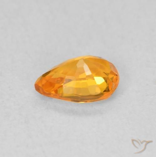 Saphir Orange vif naturelle En forme de poire, 0.54 ct, VVS-VS
