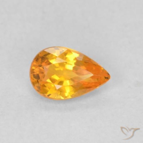 Saphir Orange vif naturelle En forme de poire, 0.56 ct, VVS-VS
