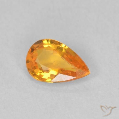 Saphir Orange vif naturelle En forme de poire, 0.43 ct, VVS-VS