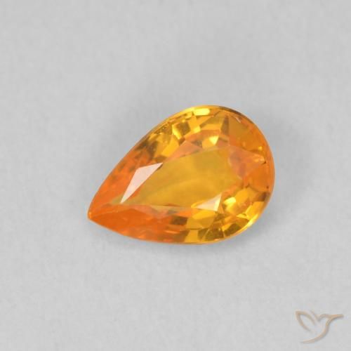 Saphir Orange vif naturelle En forme de poire, 0.48 ct, VVS-VS