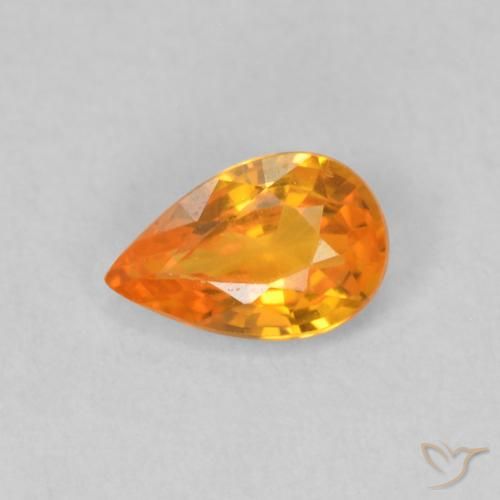 0.49ct Naturel Orange vif Saphir, En forme de poire, VVS-VS