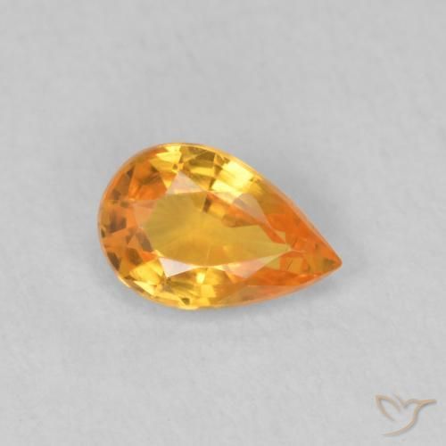 Saphir Orange vif naturelle En forme de poire, 0.47 ct, VVS-VS