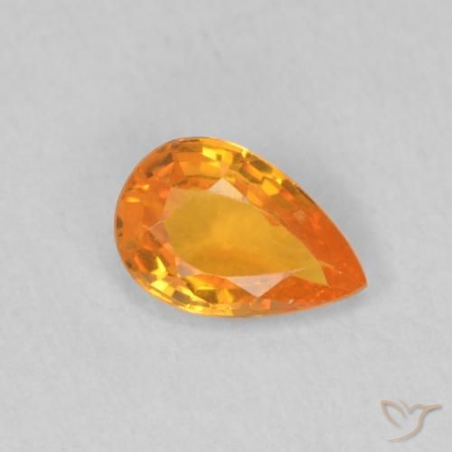 Saphir Orange vif naturelle En forme de poire, 0.47 ct, VVS-VS