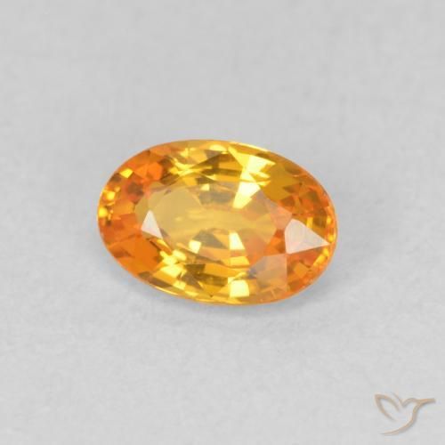 Saphir Orange vif naturelle ovale, 0.58 ct, VVS-VS