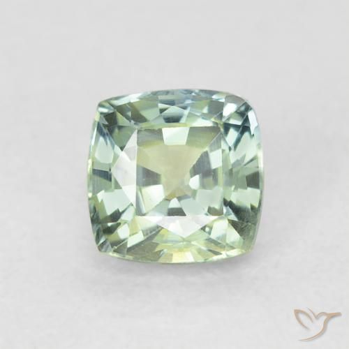 0.75ct Naturel Vert mousse léger Saphir, Coussin, VVS-VS
