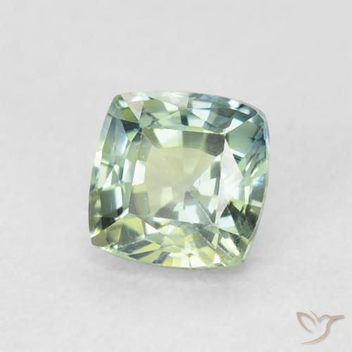 Saphir Vert mousse léger naturelle Coussin, 0.75 ct, VVS-VS