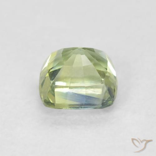 Saphir Vert mousse léger naturelle Coussin, 0.75 ct, VVS-VS