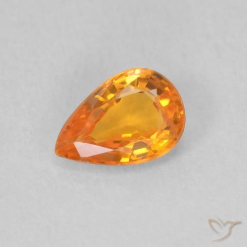 0.50ct Naturel Orange vif Saphir, En forme de poire, VVS
