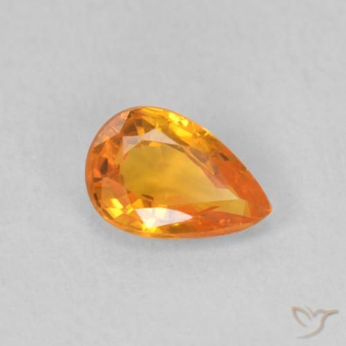 Saphir Orange vif naturelle En forme de poire, 0.50 ct, VVS