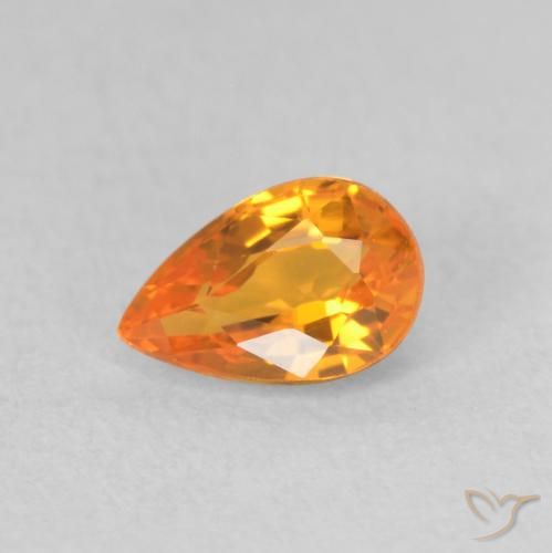 0.58ct Naturel Orange vif Saphir, En forme de poire, VVS