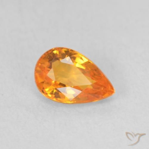 Saphir Orange vif naturelle En forme de poire, 0.58 ct, VVS