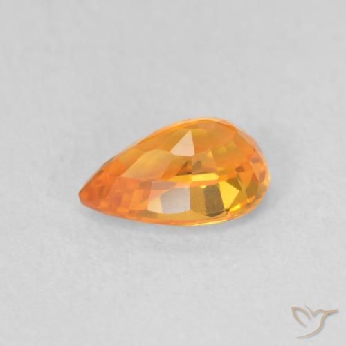 Saphir Orange vif naturelle En forme de poire, 0.58 ct, VVS