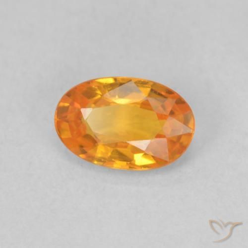 Saphir Orange vif naturelle ovale, 0.55 ct, VVS
