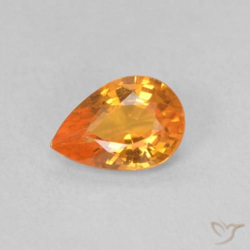 0.52ct Naturel Orange vif Saphir, En forme de poire, VVS