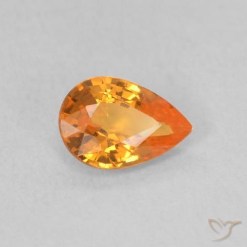 Saphir Orange vif naturelle En forme de poire, 0.52 ct, VVS