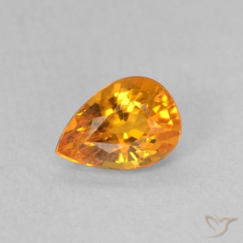 0.58ct Naturel Orange vif Saphir, En forme de poire, VVS