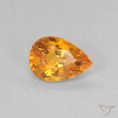 Saphir Orange vif naturelle En forme de poire, 0.58 ct, VVS