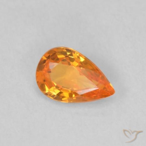Saphir Orange vif naturelle En forme de poire, 0.48 ct, VVS