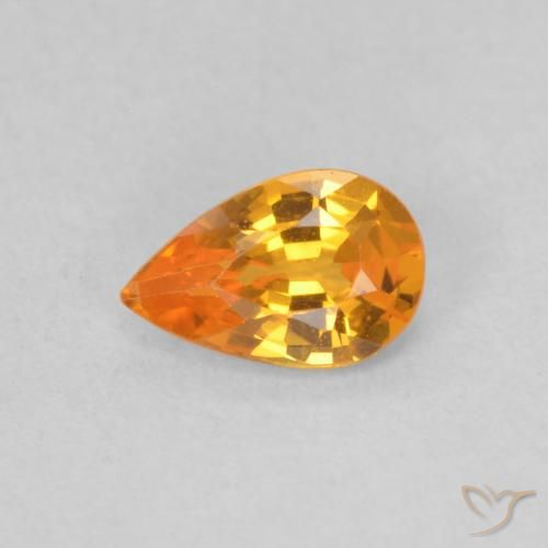 0.50ct Naturel Orange moyen Saphir, En forme de poire, VVS