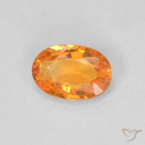 Saphir Abricot orange naturelle ovale, 0.52 ct, VVS