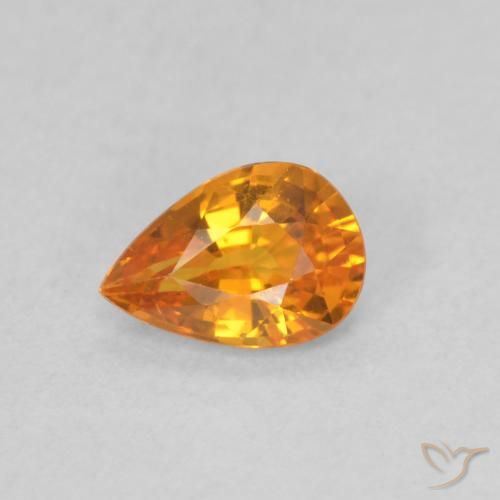 Saphir Orange moyen naturelle En forme de poire, 0.48 ct, VVS