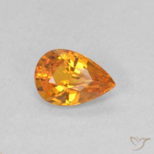 Saphir Orange moyen naturelle En forme de poire, 0.48 ct, VVS