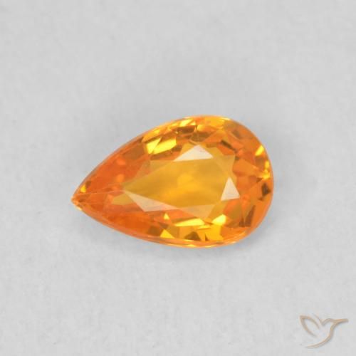 0.52ct Naturel Orange vif Saphir, En forme de poire, VVS-VS