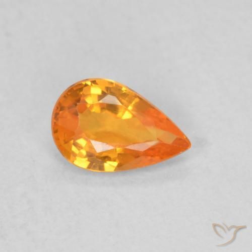Saphir Orange vif naturelle En forme de poire, 0.48 ct, VVS-VS