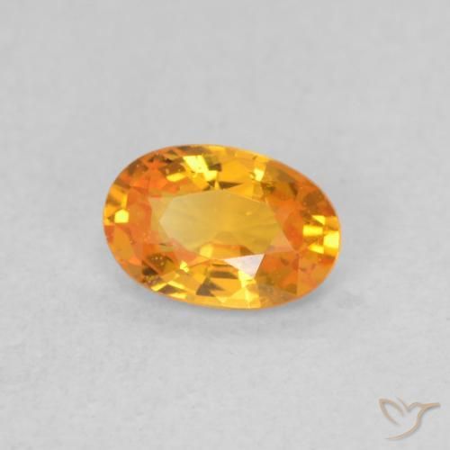 Saphir Orange vif naturelle ovale, 0.53 ct, VVS-VS