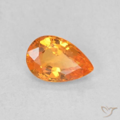 Saphir Orange vif naturelle En forme de poire, 0.56 ct, VVS-VS