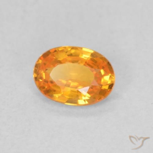Saphir Orange vif naturelle ovale, 0.55 ct, VVS-VS