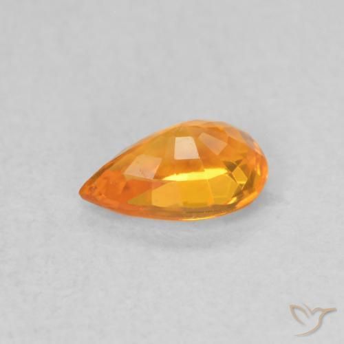 Saphir Orange vif naturelle En forme de poire, 0.52 ct, VVS-VS