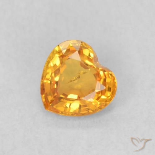 0.44ct Naturel Orange vif Saphir, Cœur, VS