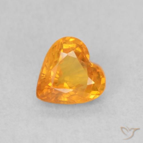 0.48ct Naturel Orange moyen Saphir, Cœur, VS