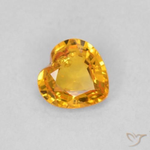 Saphir Orange moyen naturelle Cœur, 0.40 ct, VS