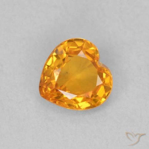 0.44ct Naturel Miel Orange Saphir, Cœur, VS
