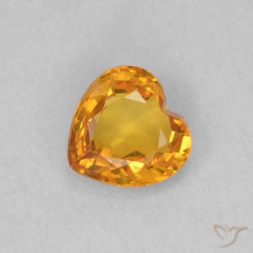 0.43ct Naturel Abricot orange Saphir, Cœur, VS