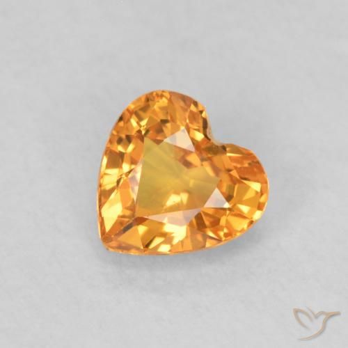 0.49ct Naturel Orange vif Saphir, Cœur, VS