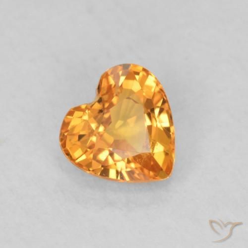 Saphir Orange vif naturelle Cœur, 0.49 ct, VS