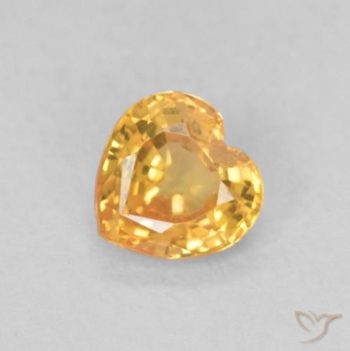 0.43ct Naturel Orange-or léger Saphir, Cœur, VS
